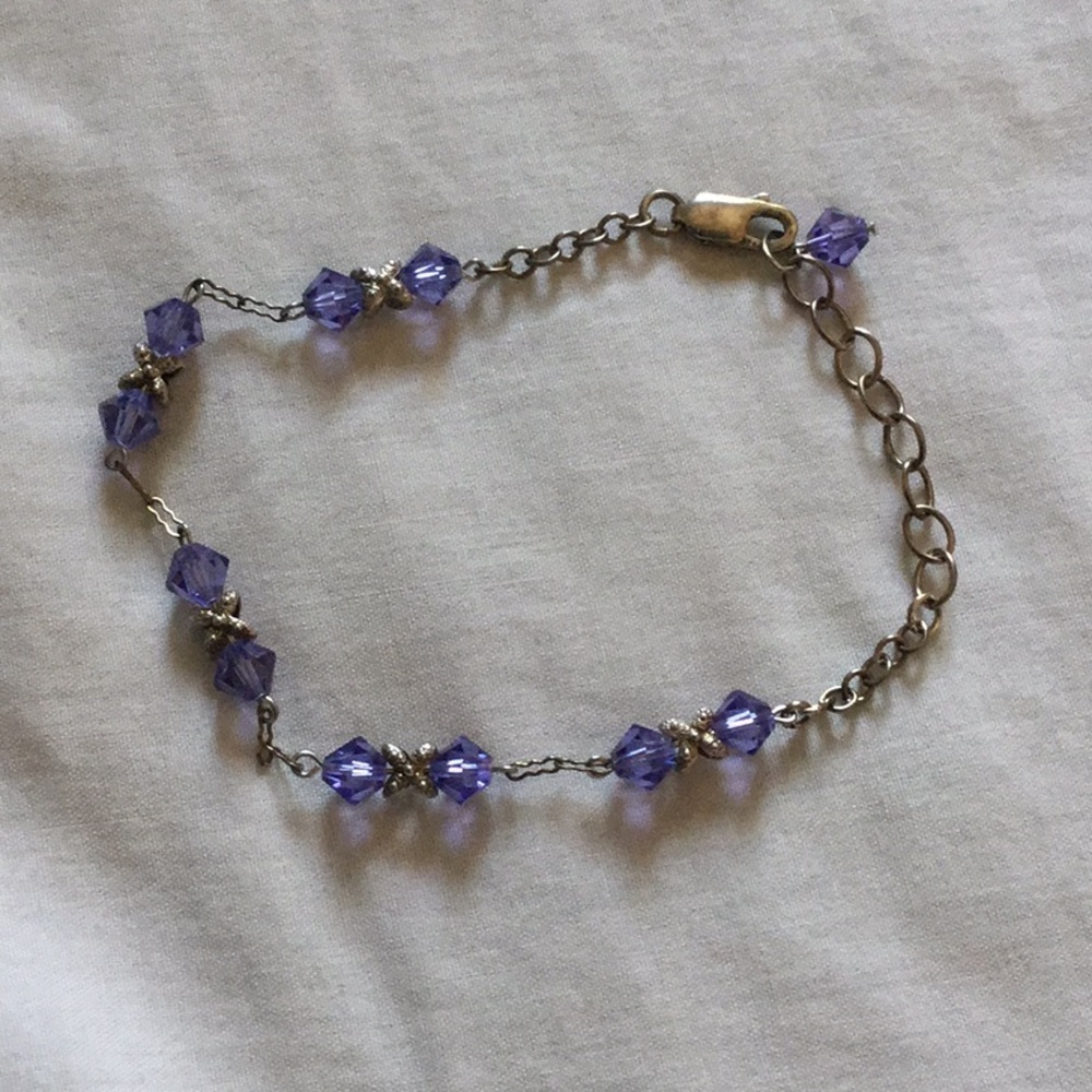 Purple and Silver Flower Bracelet